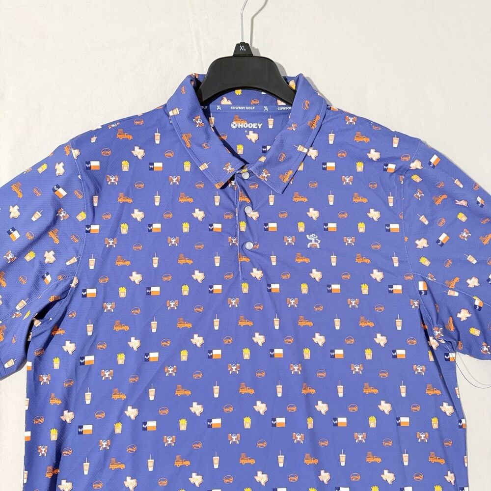 Hooey X Whataburger Mens Snap Button Navy Polo Shirt UPF 30 Quick Dry Ltd XL NWT